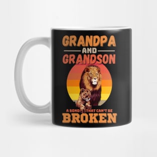 Grandpa And Grandson A Bond That Can’t Be Broken Retro Sunset Lion Mug